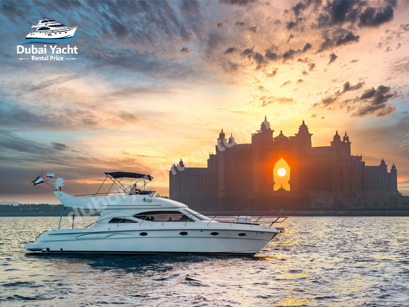 Dubai Luxury Yacht Rental Sunset view | Dubai Yacht Rental Price